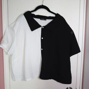 SHEIN EZwear Plus Colorblock Button Front Shirt